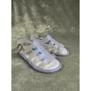 Mini Melissa Iridescent Clear Jelly Sandals Size 8 Brazil NWOT Toddler Girl
